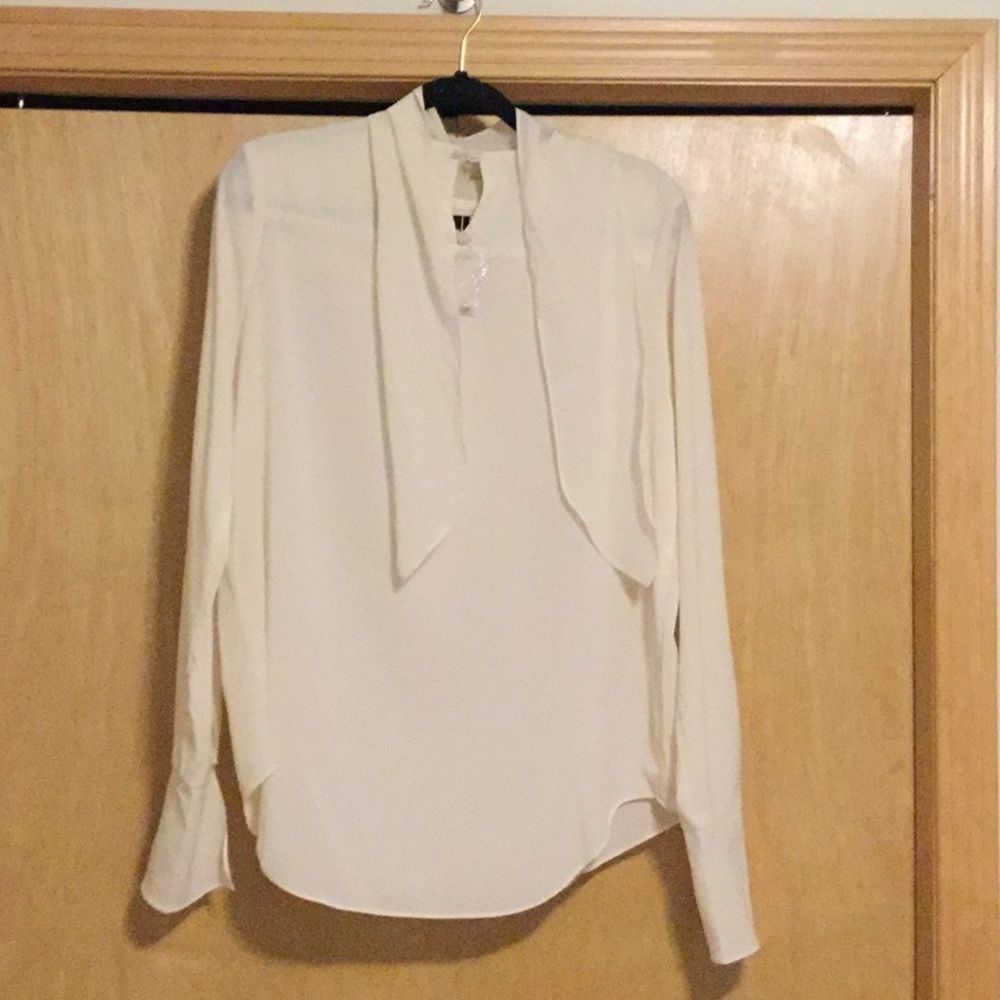 Marchesa Rose Long Sleeve Neck Tie Blouse - Picture 8 of 13